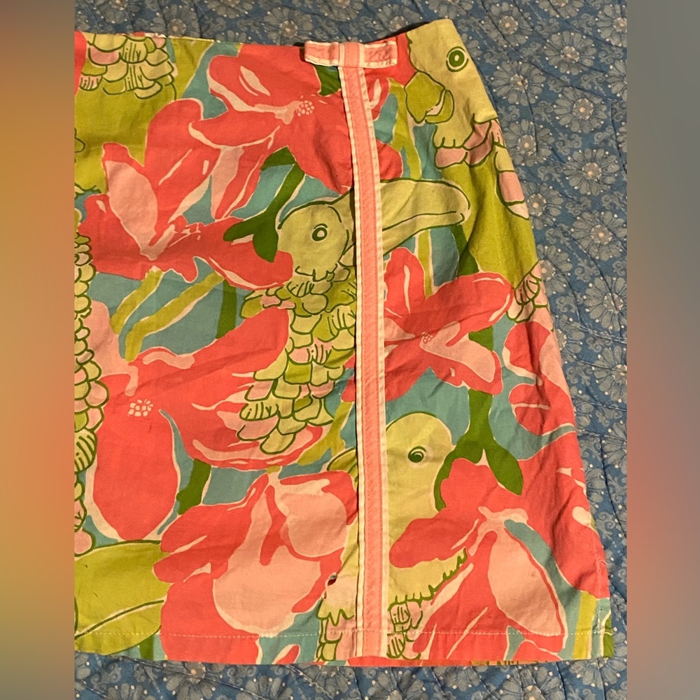 Like new Lily Pulitzer skort,neon pink,green,blue tropical floral/parrot print,2 - Picture 2 of 8